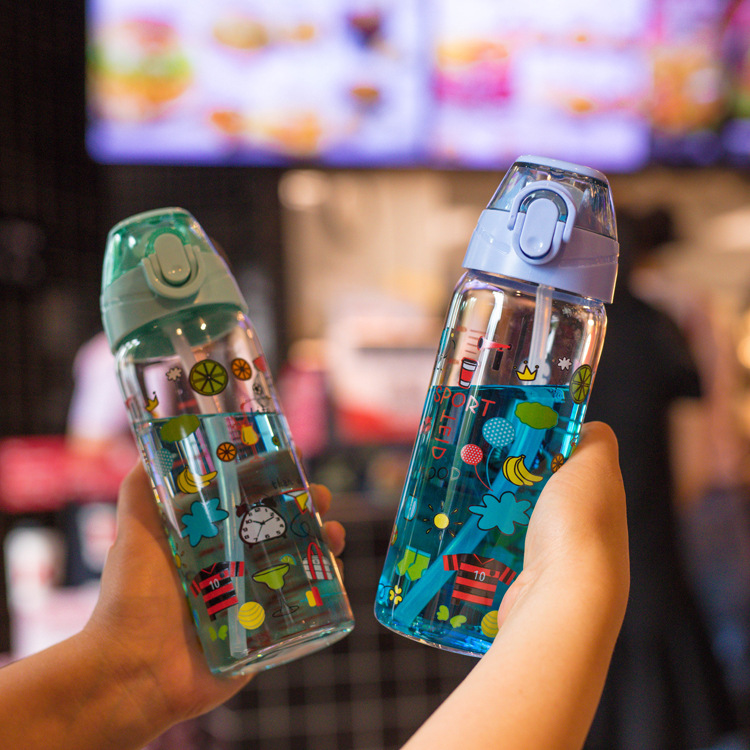 Escuela portátil niños estudiante taza de agua Escala de vidrio transparente taza de té deportes al aire libre taza de rebote