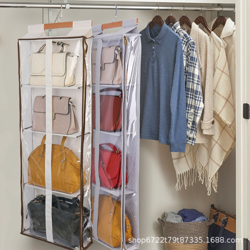 De gama alta totalmente cerrado a prueba de polvo doble puerta de la cremallera de oro de la pared trasera bolsa de almacenamiento bolsa colgante bolsa de armario bolsa de almacenamiento de sombrero