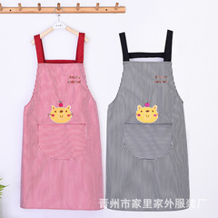 批發背帶無袖條紋圍裙防油防污漬可印製logo防水圍裙代發