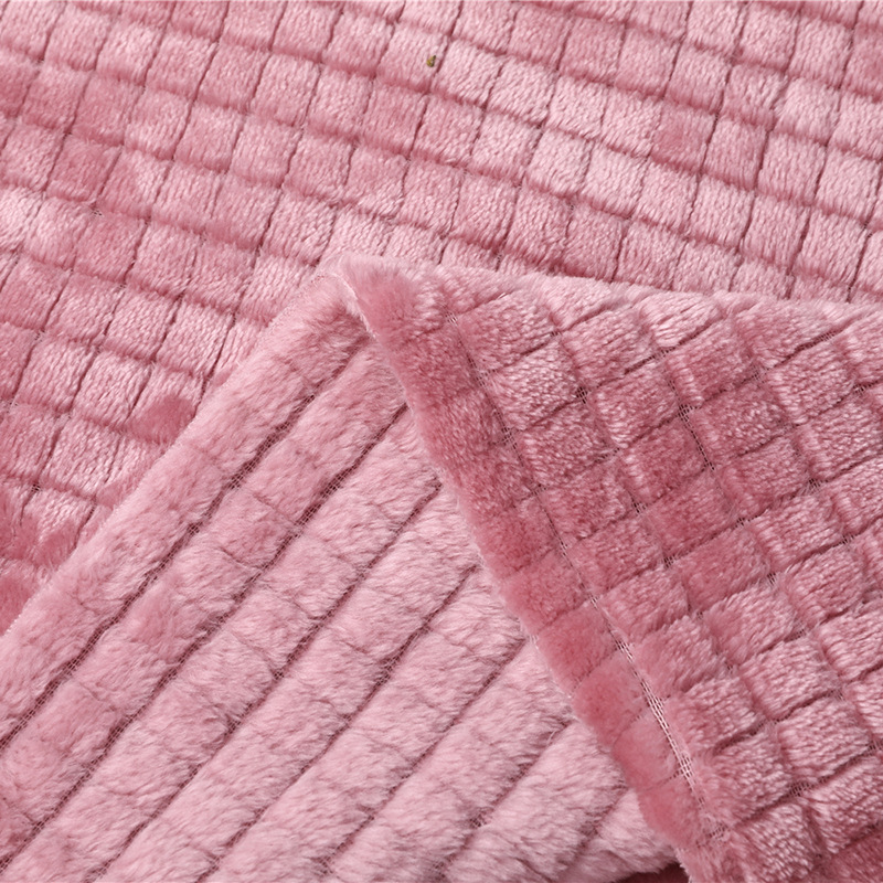 法兰绒面料秋冬提花双面法兰绒睡衣家纺绒布供应格子提花法兰绒