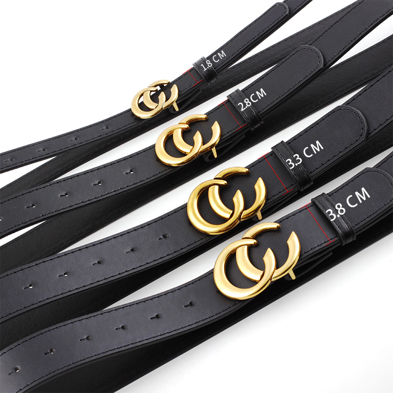 Popular retro doble C Red Pareja roja Cinturón negro de hombres y mujeres moda decorativa casual jeans cinturón moda de mujer