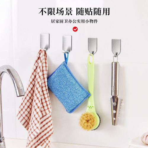 304 stainless steel hook sticky hook kitchen bathroom hook traceless strong sticky hook single hook towel hook wall hook