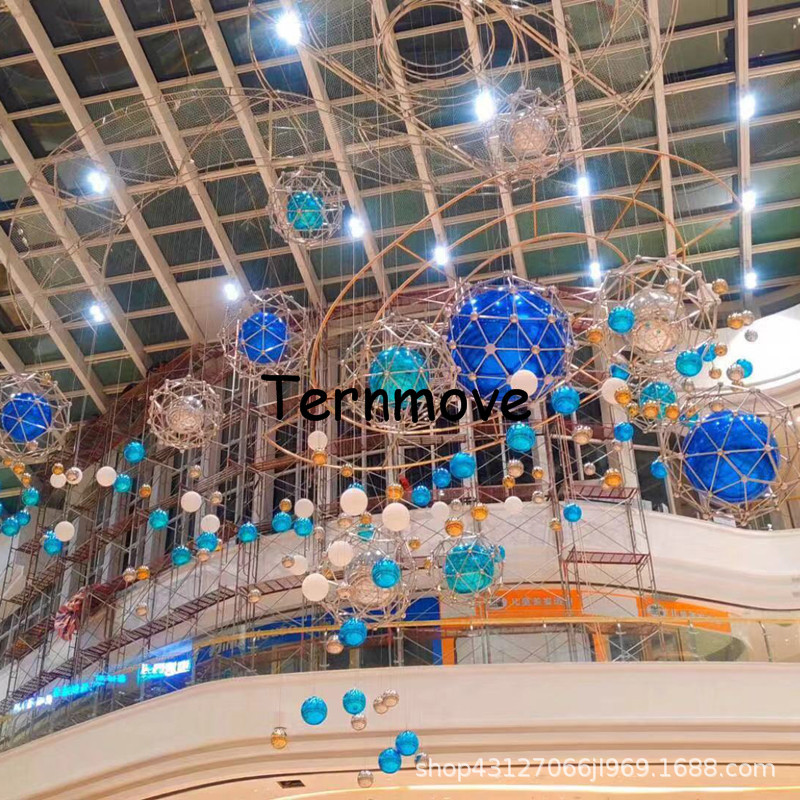 商场中庭美陈充气镜面球反光球双层酒吧活动策划舞台背景装饰道具