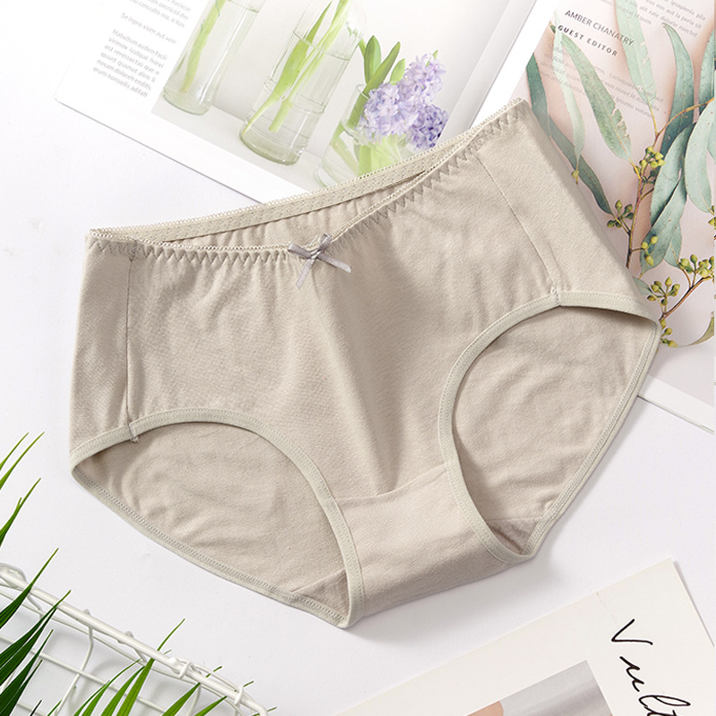 Bragas de mujer con bonito lazo, calzoncillos de mujer de algodón transpirables de cintura media.