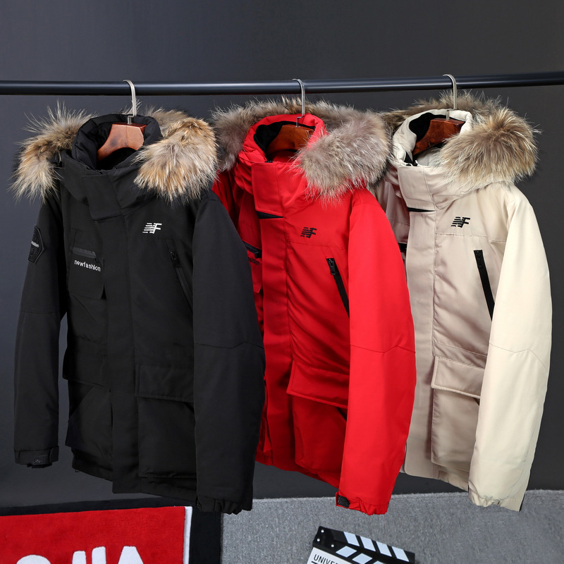 Men's Clothing Silk cotton jacket wholesale winter warm thick Silk cotton jacket large fur collar white duck Silk cotton thick coat wholesale_voghion.com