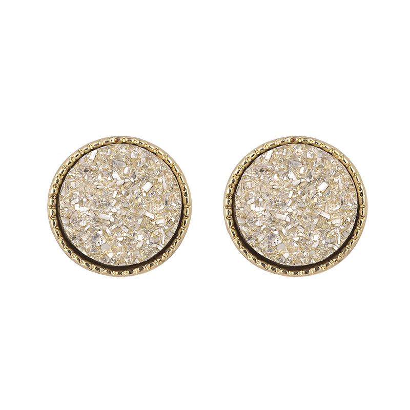 Europea y americana simple aleación resina cristal diente pendientes joyería moda accesorios geométricos pendientes de cristal redondo pendientes al por mayor