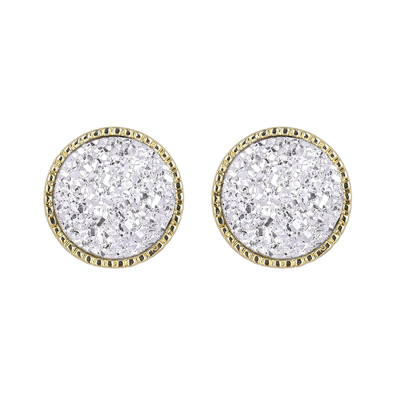 Aretes Redondos de Resina de Aleación y Acero Inoxidable Geométrico para Mujer