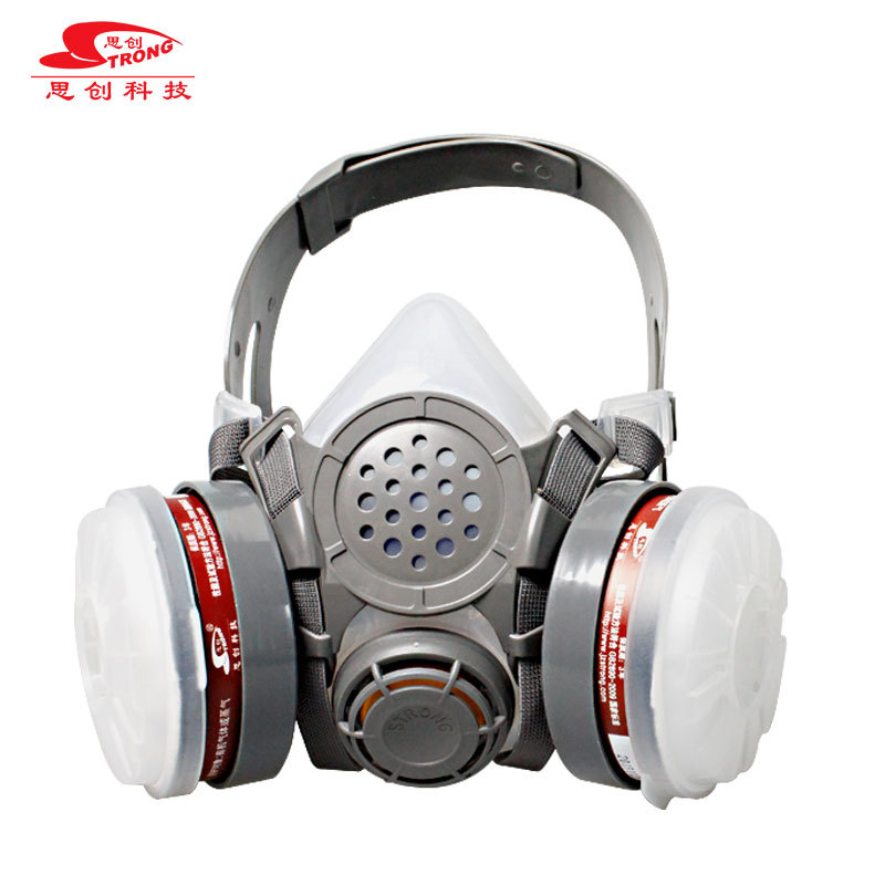 思创ST-M50G-1B硅胶双盒防尘防毒面具喷漆防苯甲醛农药面罩