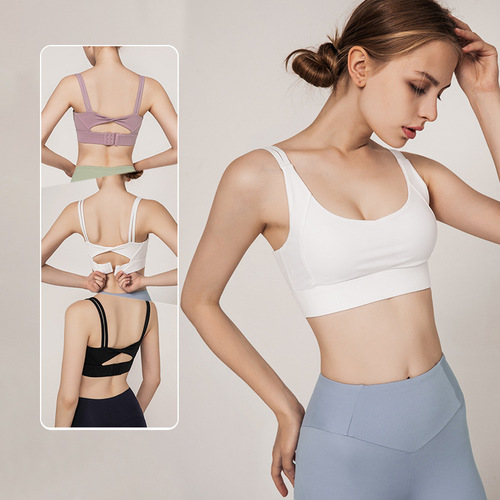 New European and American American back fashion sports bra high intensity shockproof running push up yoga vest fitness bra for women