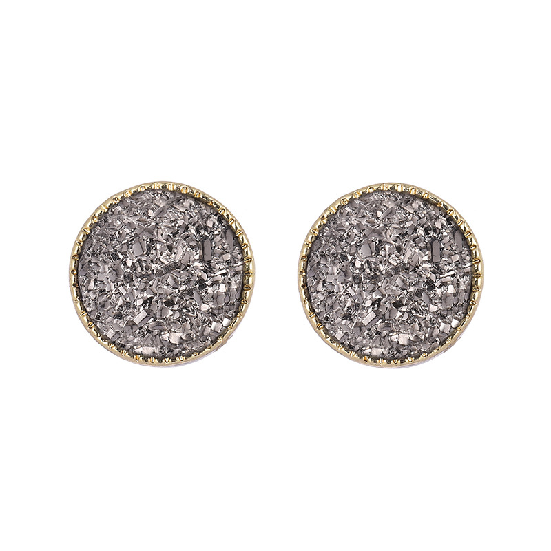 Aretes Redondos de Resina de Aleación y Acero Inoxidable Geométrico para Mujer