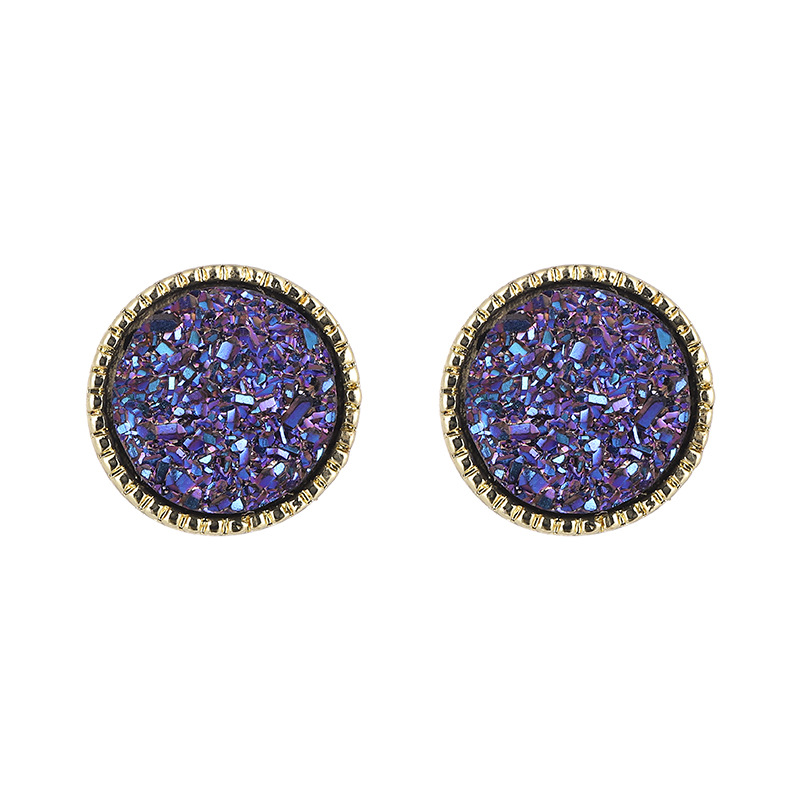 Aretes Redondos de Resina de Aleación y Acero Inoxidable Geométrico para Mujer