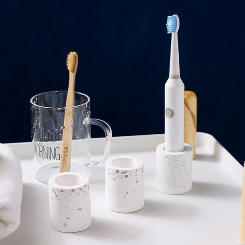 Electric toothbrush holder Internet celebrity terrazzo toothbrush holder home bathroom supplies water-absorbing and humidifying toothbrush cup custom wholesale