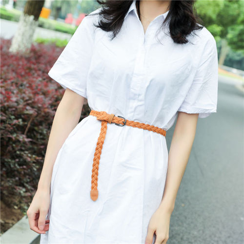 New style braided women's decorative pants belt thin casual woven belt dress decoration belt wholesale
