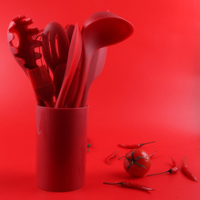 收纳桶装硅胶手柄厨具10件套不粘锅铲厨房用具烹饪铲具硅胶套装