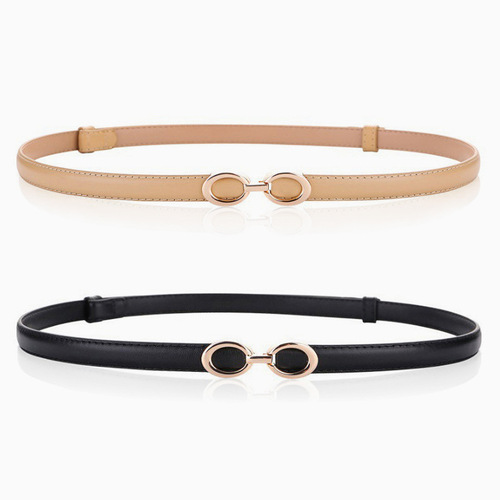 Women's Slim Waist Headband Leather Decorated Buckle Belt Fashion Genuine Leather Belt for Dresses