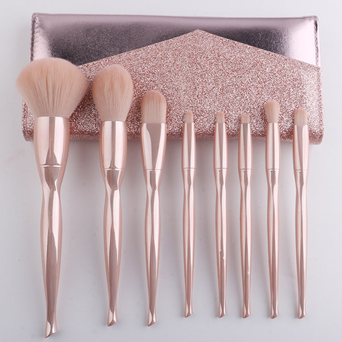 New 8-piece electroplated skin color makeup brush set beauty tools loose powder eye shadow brush blush makeup brush makeup brush