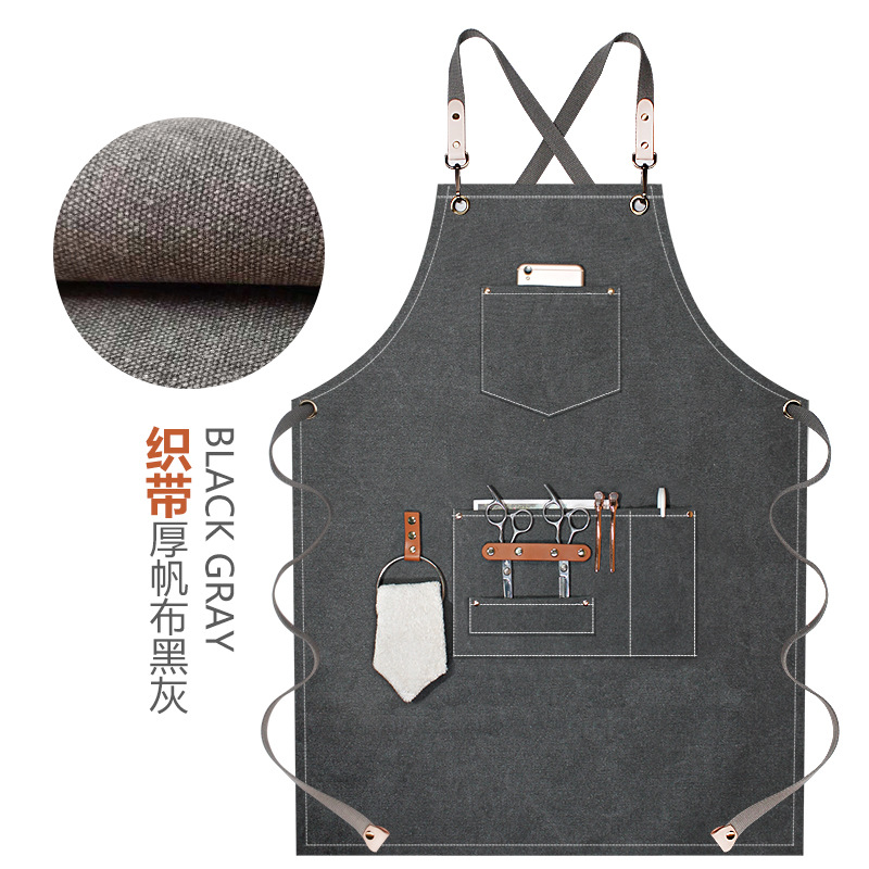 Cinta de cuero anillos de lona gruesa negro Gris