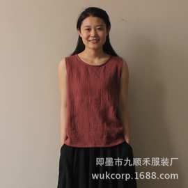 9054女式肌理皱背心-双层棉纱纯棉 多色入