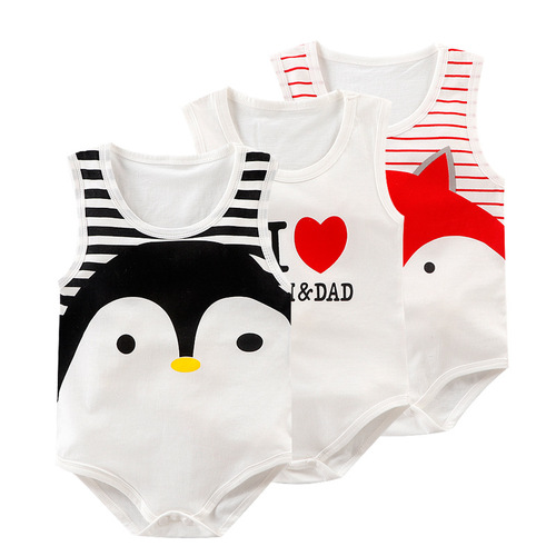 Summer sleeveless onesie thin cotton A-class sleeveless climbing suit baby onesie summer sleeveless onesie