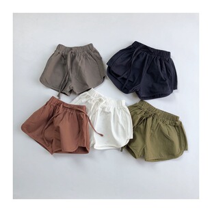 South Korea children's clothing summer new children's solid color waist lace-up small and medium-sized boys and girls casual shorts multi-color Korean hot pants