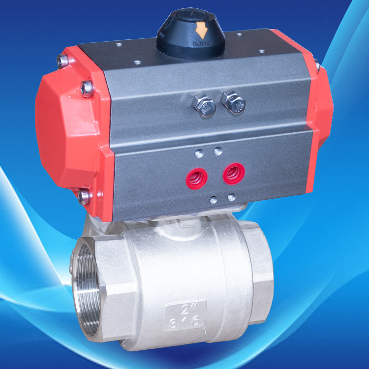 Q611F 气动两片式不锈钢丝扣球阀 气动控制螺纹球阀供应化工食品