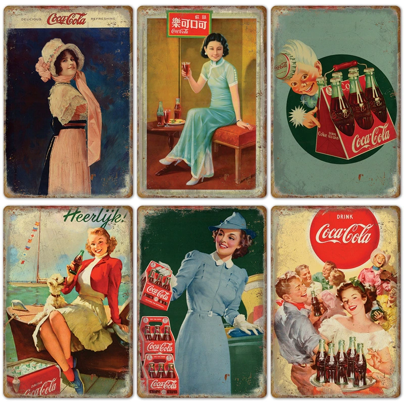 Безрамный ретро постер Coca-Cola, винтажное барное настенное искусство, размер 20×30×0.025 см