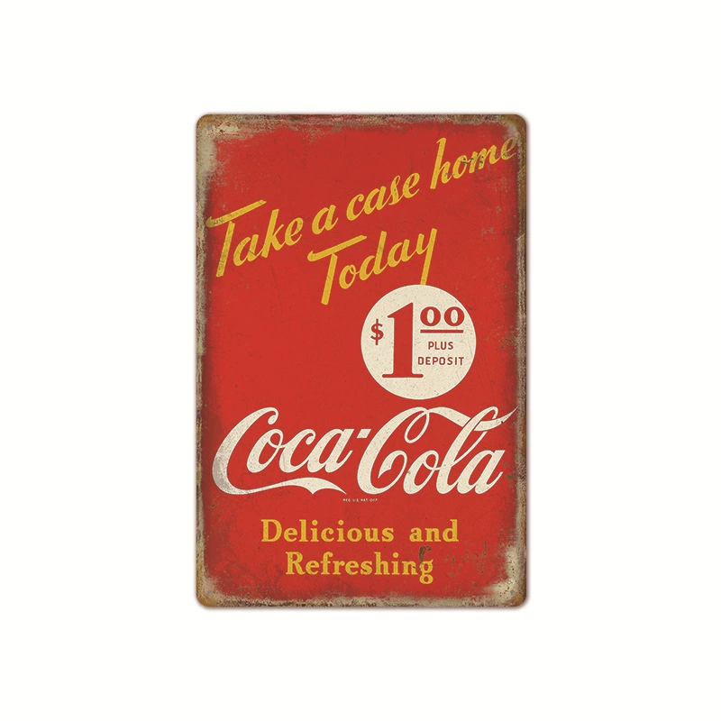 Безрамный ретро постер Coca-Cola, винтажное барное настенное искусство, размер 20×30×0.025 см