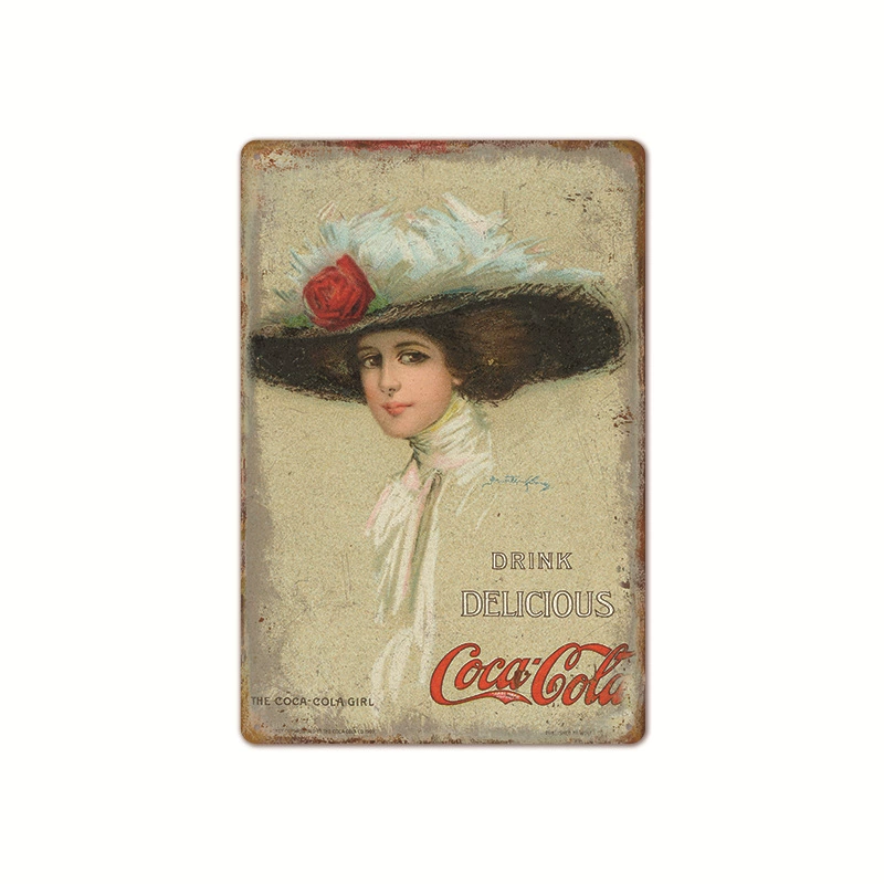 Безрамный ретро постер Coca-Cola, винтажное барное настенное искусство, размер 20×30×0.025 см