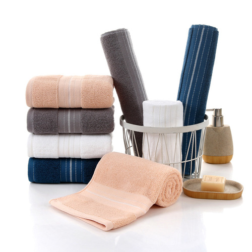 Pure Cotton Towel Factory Wholesale 35*75cm 100% Cotton Plain Color Thickened 110g Adult Face Towel with Embroidered LOGO