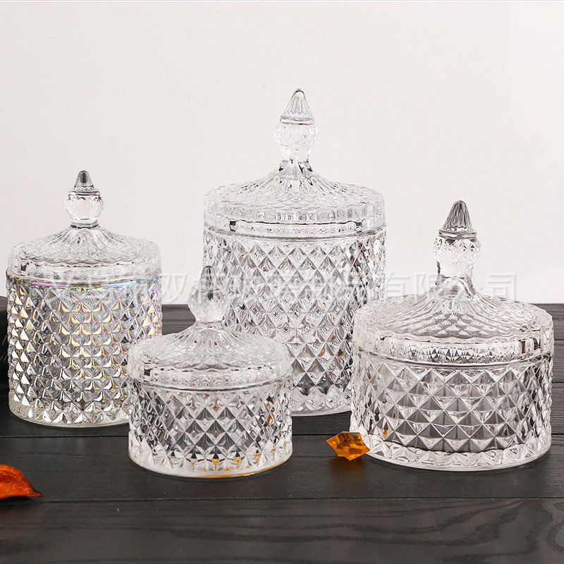 Frasco de cristal transparente para dulces, frasco de almacenamiento de aperitivos, frasco de dulces para boda con tapa, vaso de cristal para velas de aromaterapia, frasco de cristal para dulces de piña