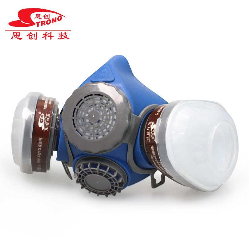 思创ST-M60G-3 硅胶橡胶双盒防毒面具喷漆防苯甲醛农药面罩
