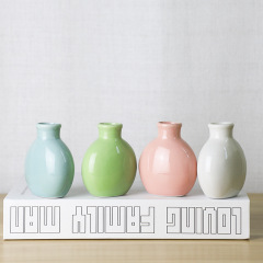 Longli porcelain classic ceramic diffuser bottle creative home mini ceramic vase ornament decoration hydroponic flower pot new flat round