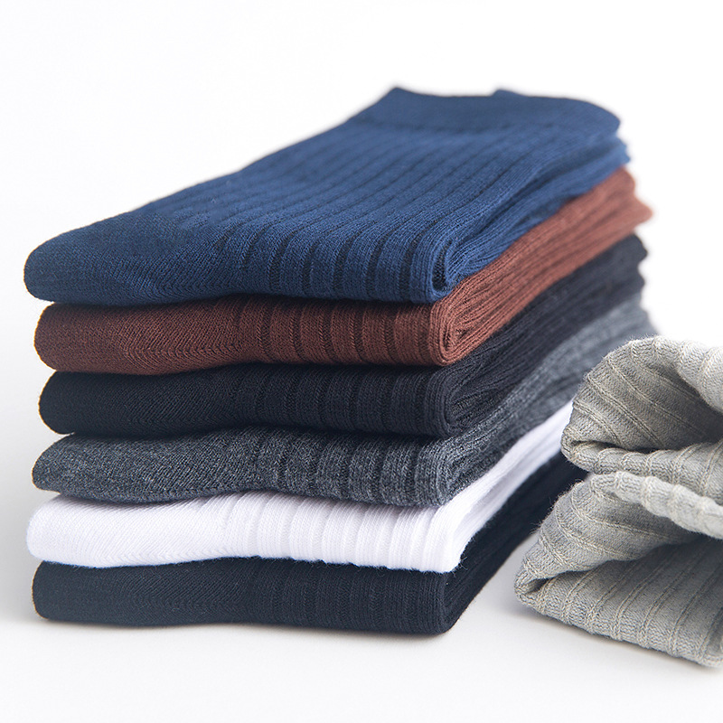 Socks Men's Mid-Calf Black and White Pure Cotton Autumn and Winter Sweat-Absorbent and Deodorant Stockings All Year Round Men's High-Top Business Socks Double-Needle Socks Men's Mid-Calf Black and White Pure Cotton Autumn and Winter Sweat-Absorbent and Deodorant Stockings All Year Round Men's High-Top Business Socks Double-Needle