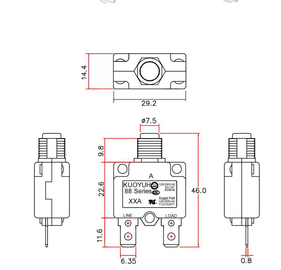 88-4A overload protector manual reset current protector compressor to insert the protector switch plug-in piece