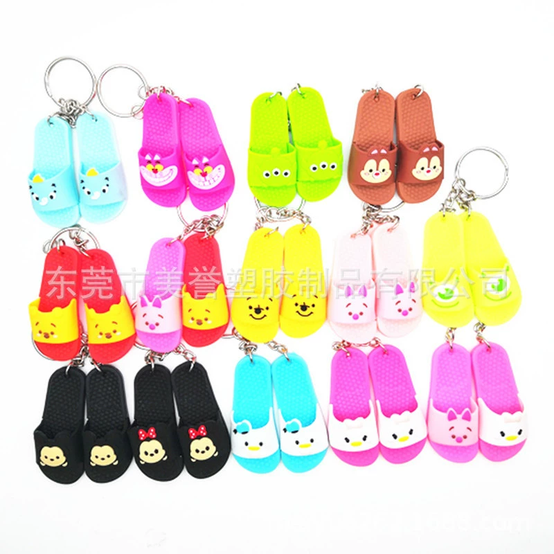 Cartoon slippers, small keychain, cute shoes, doll, USA, scale 1:4