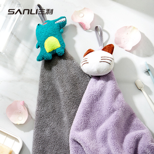 [New Style] Sanli Towels Cute Hand Towels Hanging Hand Towels Japanese Coral Velvet Hand Towels Kitchen and Bathroom Towels