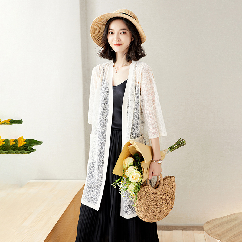 Lazy Style Knitted Cardigan 2025 Spring and Summer New Korean Style Loose Large Size Thin Hollow See-Through Women's Sun Protection Shirt