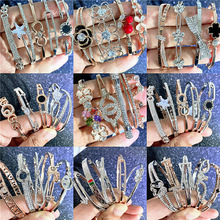 欧美电镀真金保色镶钻锆石时尚玫瑰金色手镯女士新款开口手圈批发