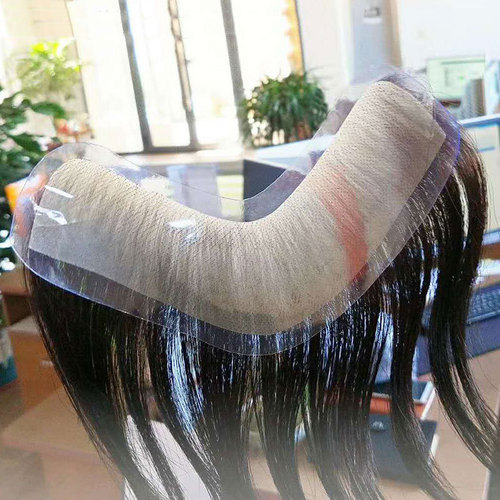 Invisible biological scalp wig manufacturer wholesale men's hairline forehead replacement patch hand-woven bangs wig patch
