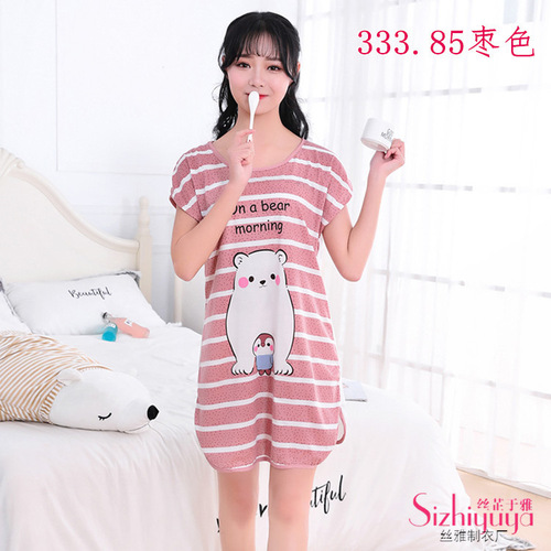 Cross-border suppliers summer cartoon girl pajama set wholesale cute women short-sleeve milk silk onesie home dress