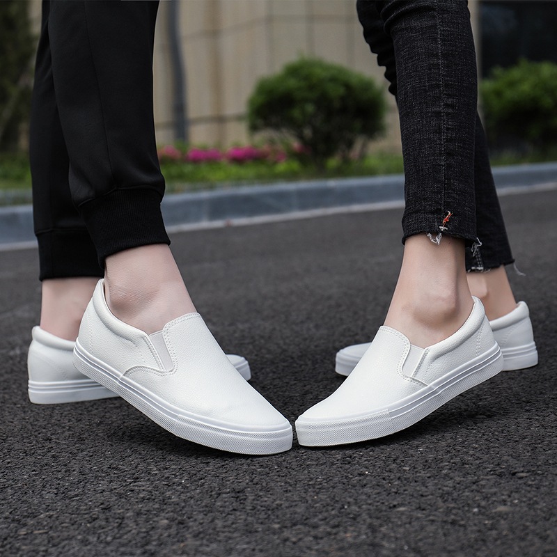 Zapatos blancos sin cordones para hombres, adolescentes, hombres y mujeres, zapatos de suela blanda, zapatos casuales para perezosos, zapatos de baile para parejas para mujeres