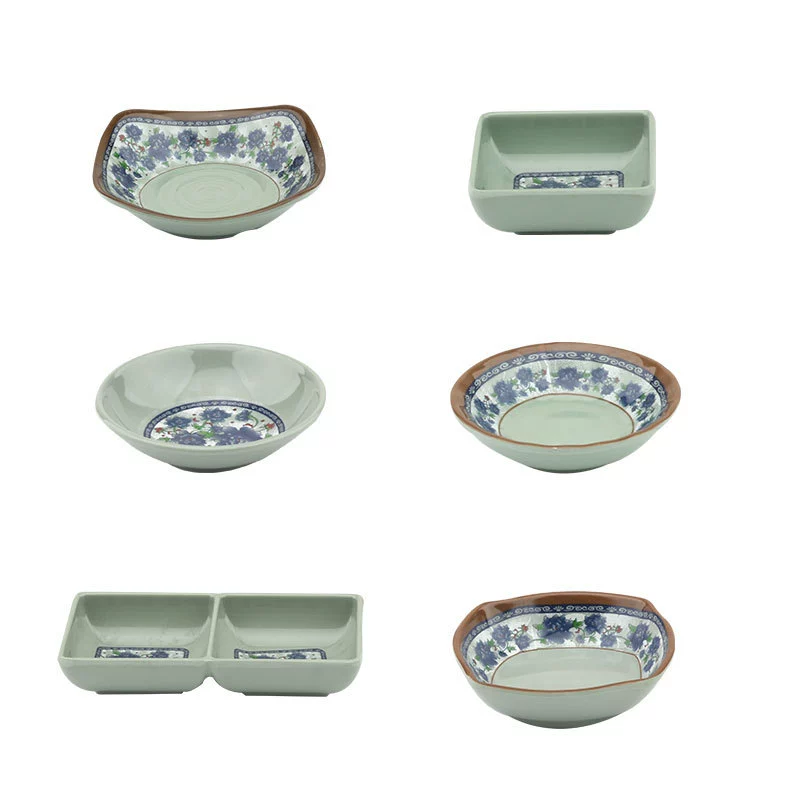 Синий-рро-синий и белый A5 де-амин вкусовое блюдо приправа соус посуда imitation porcelain tableware пластиковая небольшая тарелка круглая соус диск