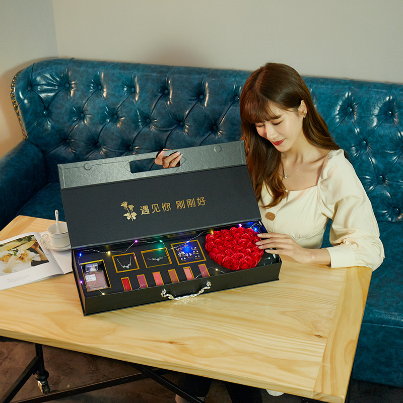 厂家直销口红套装香皂永生花礼品空盒创意礼物包装盒内托可定制