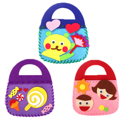 Non-woven fabric bag non-woven DIY handmade bag cartoon three-dimensional pasting to make hand-sewn bags for young children
