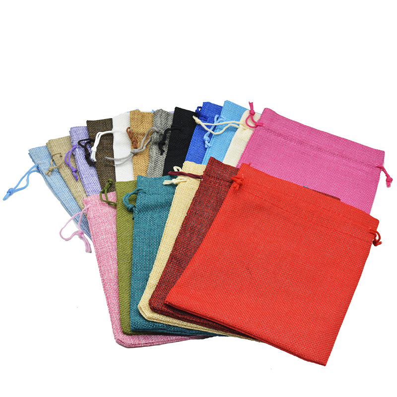 Bolsitas de lino para joyería o regalos, 24 colores 
