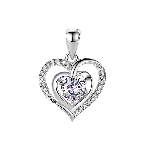 Pure silver S999 heart pure silver necklace female Internet celebrity fashion clavicle chain love pendant birthday gift for girlfriend wholesale