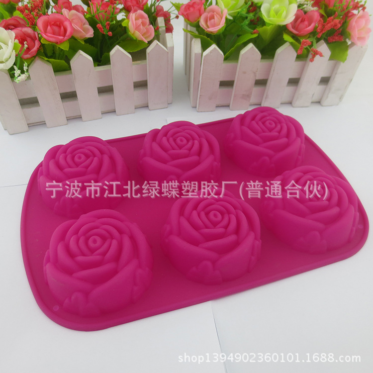 供应6孔泡芙蛋糕模 食品级硅胶糖果模 披萨硅胶模 布丁果冻蛋糕