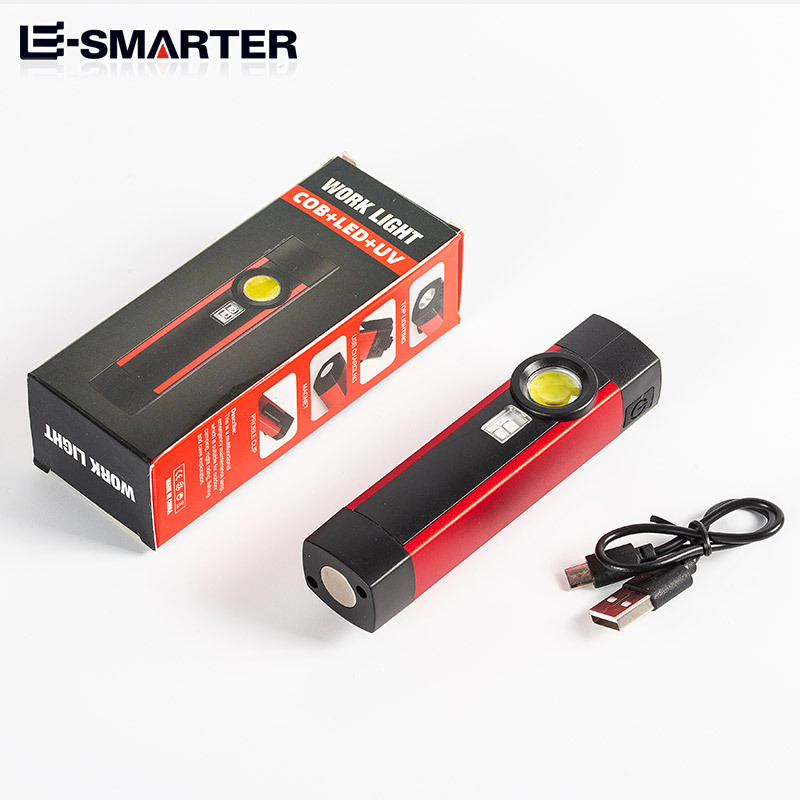 Luz DE TRABAJO COB multifuncional Luz de advertencia de luz roja de carga USB Linterna LED con imán Luz de mantenimiento de mano portátil