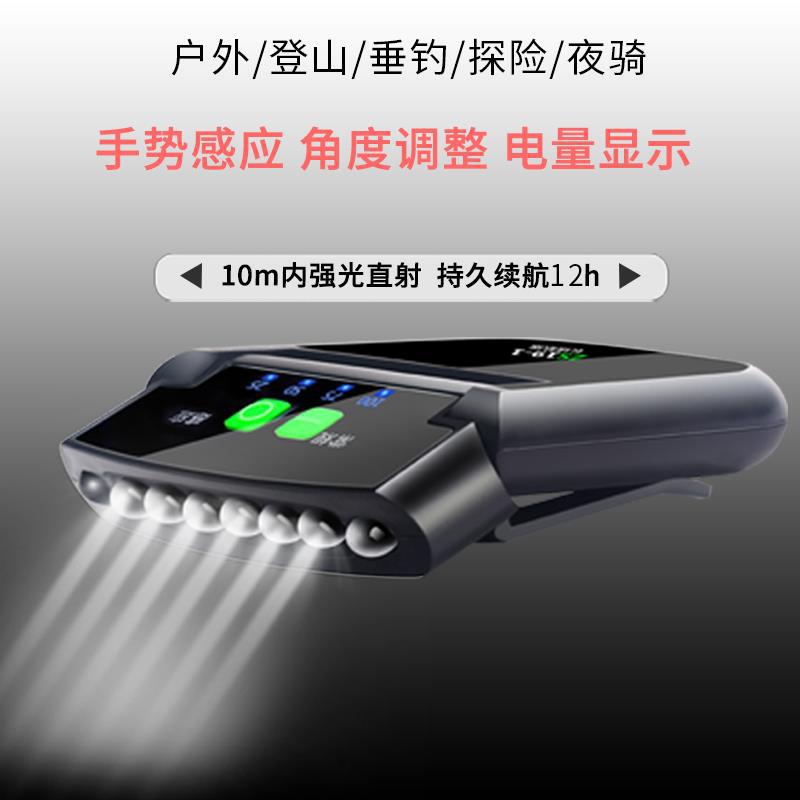 感应夹帽灯夜钓鱼可充电长续航强光超亮LED帽檐头戴式防水上饵灯