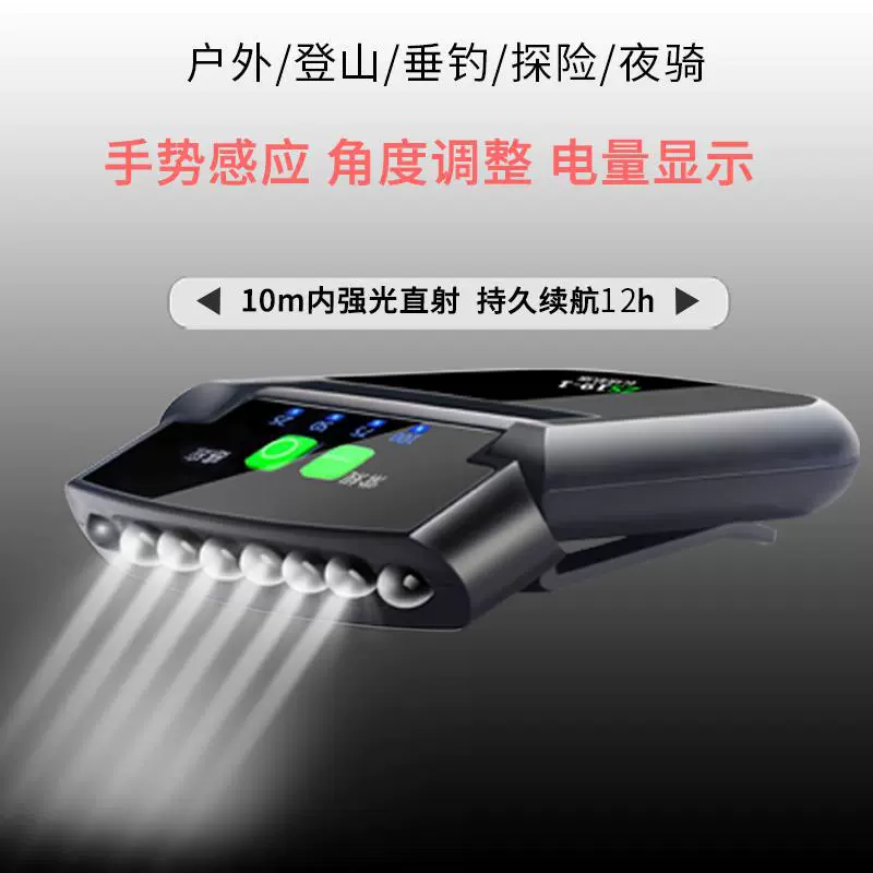 感应夹帽灯夜钓鱼可充电长续航强光超亮LED帽檐头戴式防水上饵灯